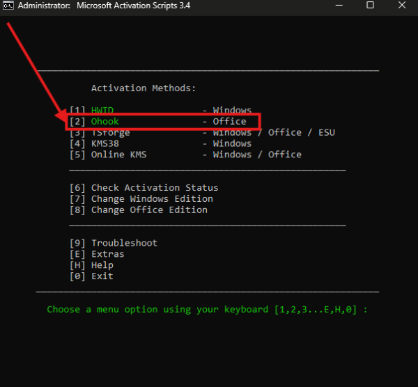 PowerShell activation command