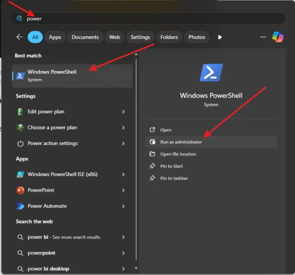 Opening PowerShell as Administrator
