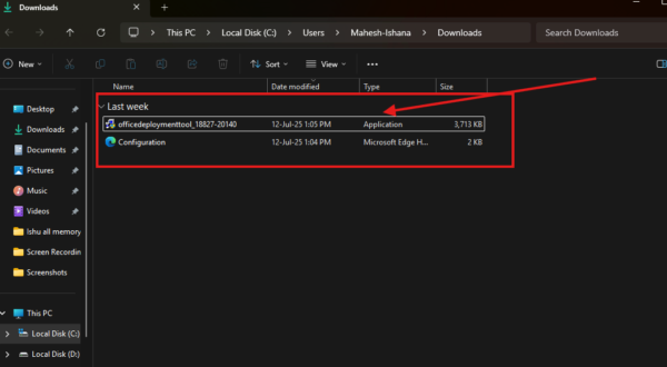 Downloads folder with Office Deployment Tool